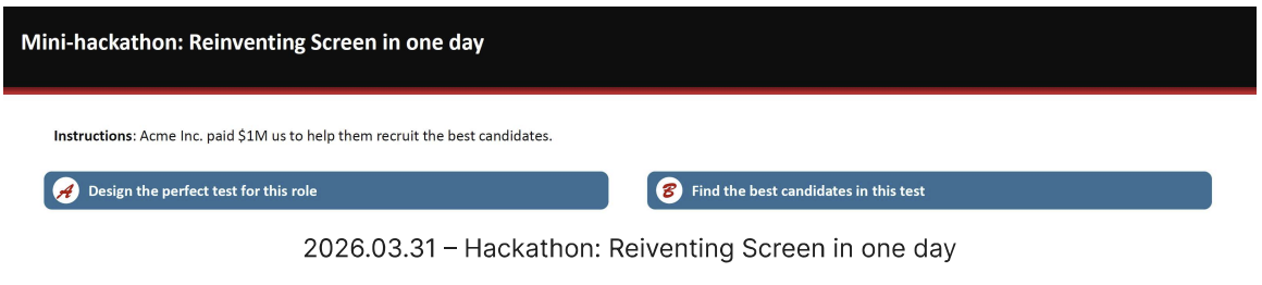 Support du mini-hackathon CoderPad « Reinventing Screen in one day », avec les deux défis proposés à l'équipe.